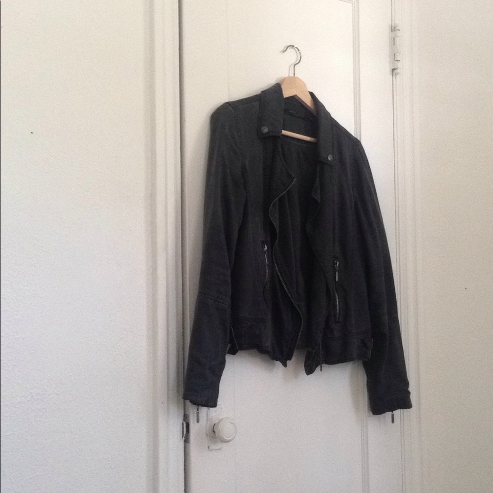 Soft gray denim MOTO JACKET